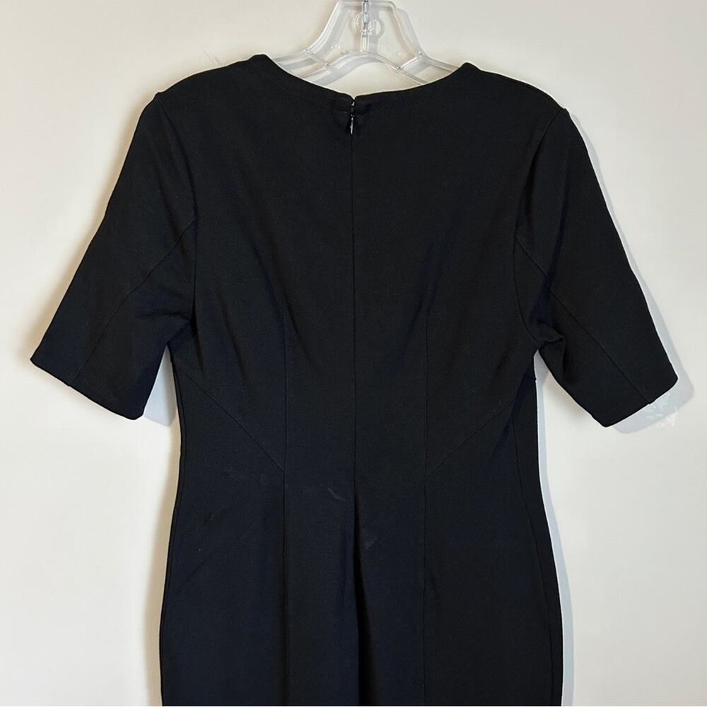 CAbi Black “Claire” Ponte Knit V-Neck 1/2-Sleeve Knee-Length Sheath Dress Size 6 - Picture 8 of 14